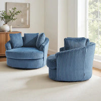DREAMSIDEA Lot de 2 fauteuils pivotants recouverts de tissu, accoudoirs encastrés