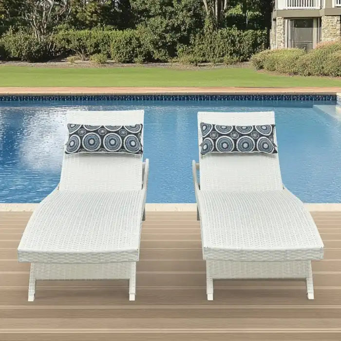 Chaise longue en osier toutes saisons - lot de 2