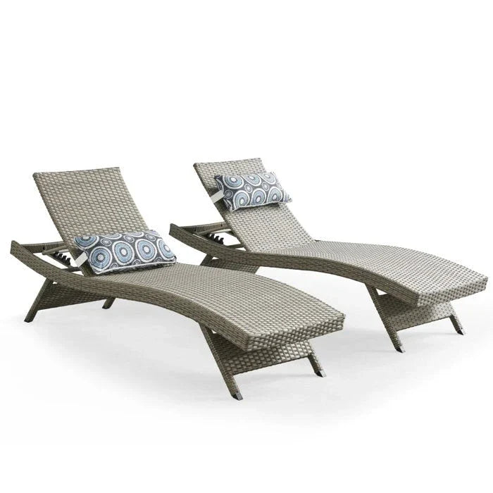 Chaise longue en osier toutes saisons - lot de 2