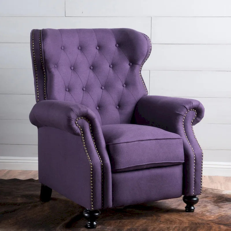 Walder Fauteuil inclinable en tissu capitonné à clous décoratifs par Christopher Knight Home