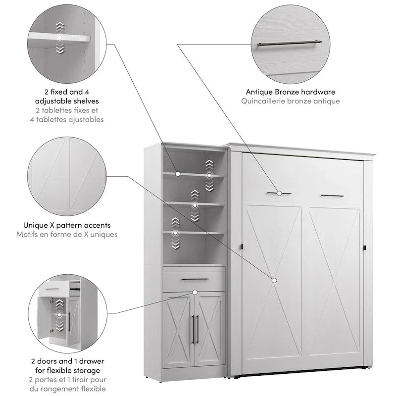 Key West Lit escamotable Full avec armoire-penderie (88W) par Bestar