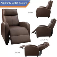 Fauteuil inclinable en simili cuir PU, marron / noir / gris / kaki / rouge / beige, simple