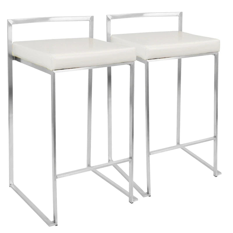 Silver Orchid Forrest Tabouret de comptoir empilable entièrement soudé en acier inoxydable (lot de 2)