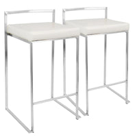 Tabouret de comptoir Silver Orchid Forrest en acier inoxydable empilable et entièrement soudé (lot de 2)