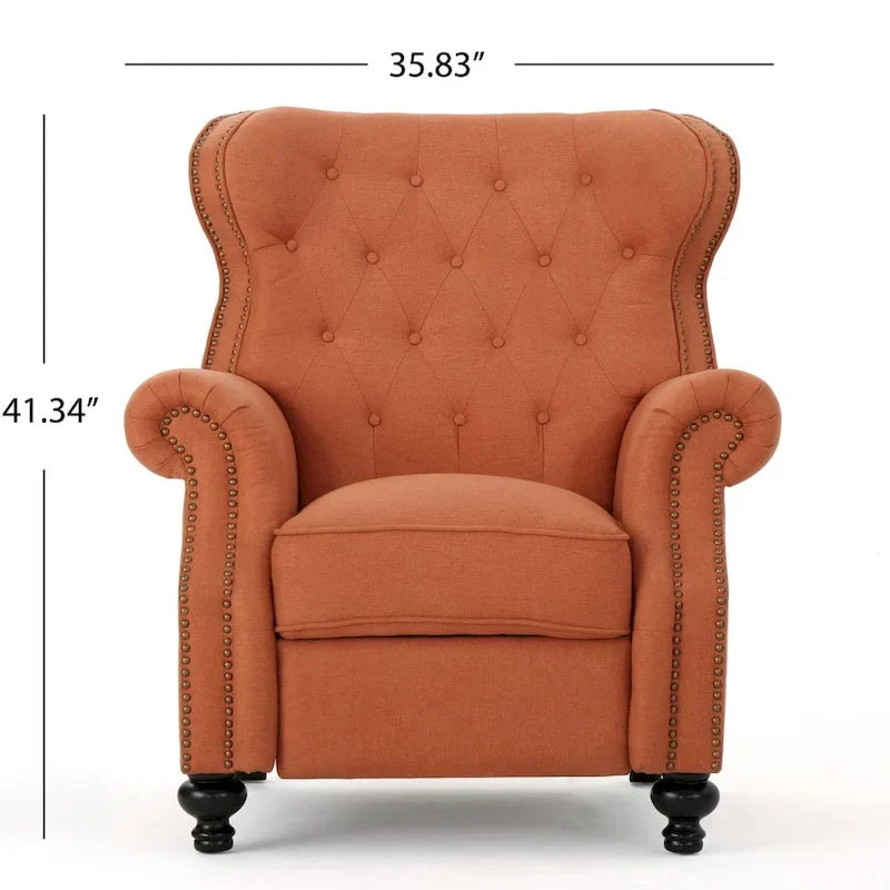 Walder Fauteuil inclinable en tissu capitonné à clous décoratifs par Christopher Knight Home