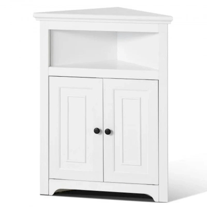 Armoire d'angle 32 po avec 2 portes et étagères réglables pour rangement à la maison - 25,4 x 12,8 x 33,3 po