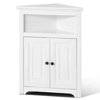 Armoire d'angle 32 po avec 2 portes et étagères réglables pour rangement à la maison - 25,4 x 12,8 x 33,3 po