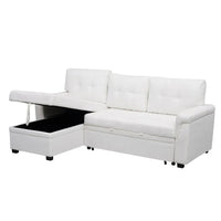 Canapé sectionnel réversible avec lit escamotable, méridienne de rangement dissimulée, pieds durables,