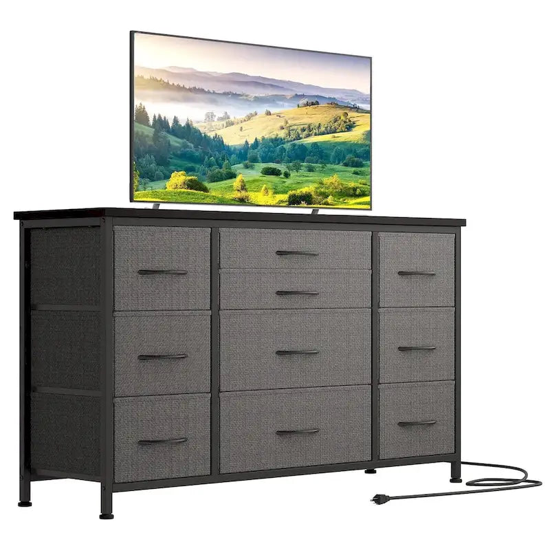 Commode de chambre avec 10 grands tiroirs pour meuble TV long 55 - 55 pouces