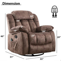 Fauteuil Inclinable à Bascule de Massage Manuel Pivotant 360° avec Chaleur et Vibration