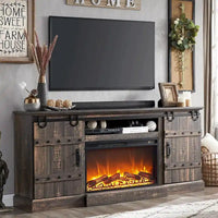 Meuble TV cheminée style ferme, meuble multimédia, console média