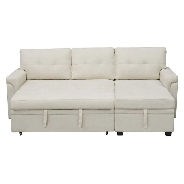 Canapé sectionnel convertible réversible avec lit escamotable, méridienne de rangement dissimulée et pieds durables