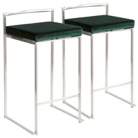 Tabouret de comptoir Silver Orchid Forrest en acier inoxydable empilable et entièrement soudé (lot de 2)