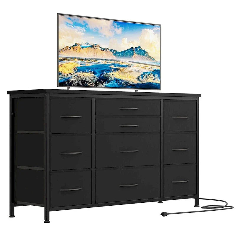 Commode de chambre avec 10 grands tiroirs pour meuble TV long 55 - 55 pouces