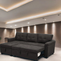 Canapé sectionnel réversible avec lit escamotable, méridienne de rangement dissimulée, pieds durables,