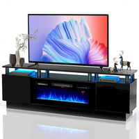 Meuble TV cheminée 70 avec cheminée électrique 36
