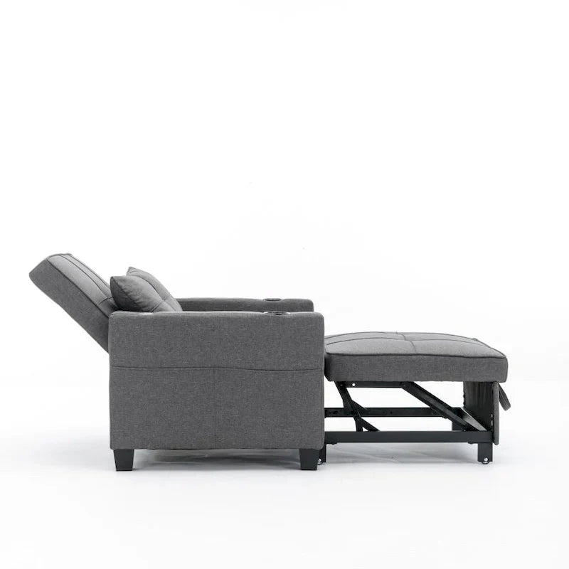 Chaise futon convertible 3-en-1, chaises-lits escamotables avec ports USB
