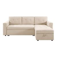 Canapé sectionnel réversible avec lit escamotable, méridienne de rangement dissimulée, pieds durables,