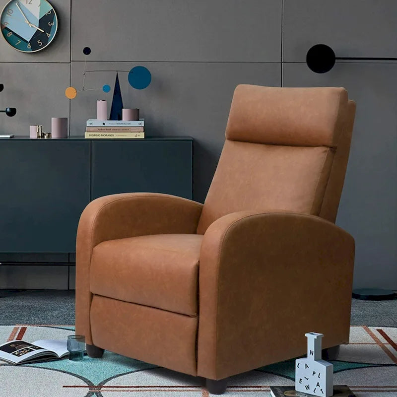 Fauteuil inclinable en simili cuir PU, marron / noir / gris / kaki / rouge / beige, simple