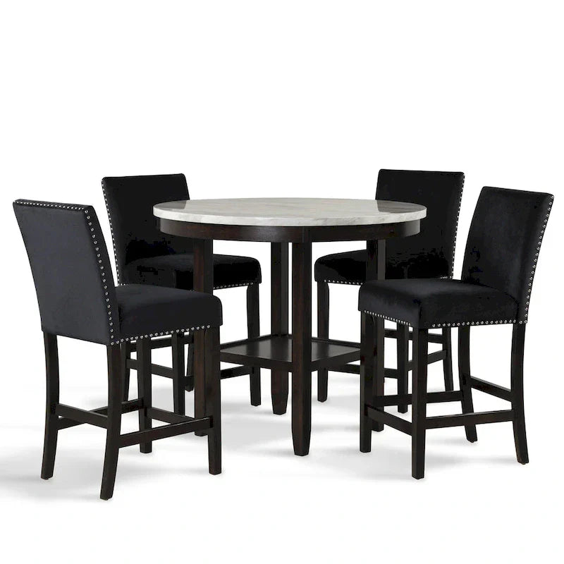 New Classic Furniture Reginald Ensemble de comptoir rond 5 pièces