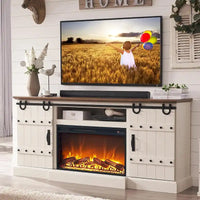 Meuble TV cheminée style ferme, meuble multimédia, console média