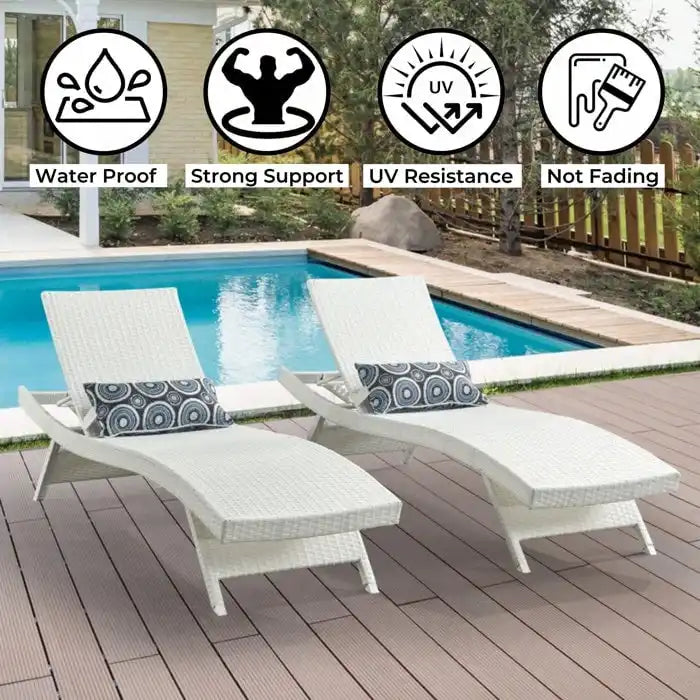Chaise longue en osier toutes saisons - lot de 2