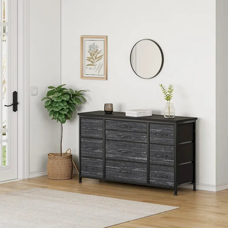 Commode de chambre avec 10 grands tiroirs pour meuble TV long 55 - 55 pouces