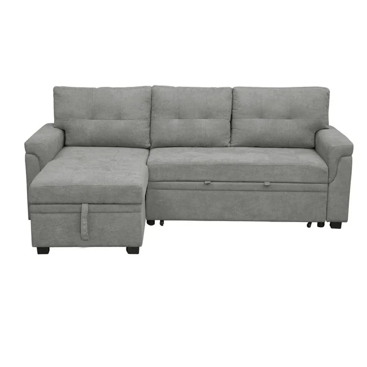 Canapé sectionnel convertible réversible avec lit escamotable, méridienne de rangement dissimulée et pieds durables