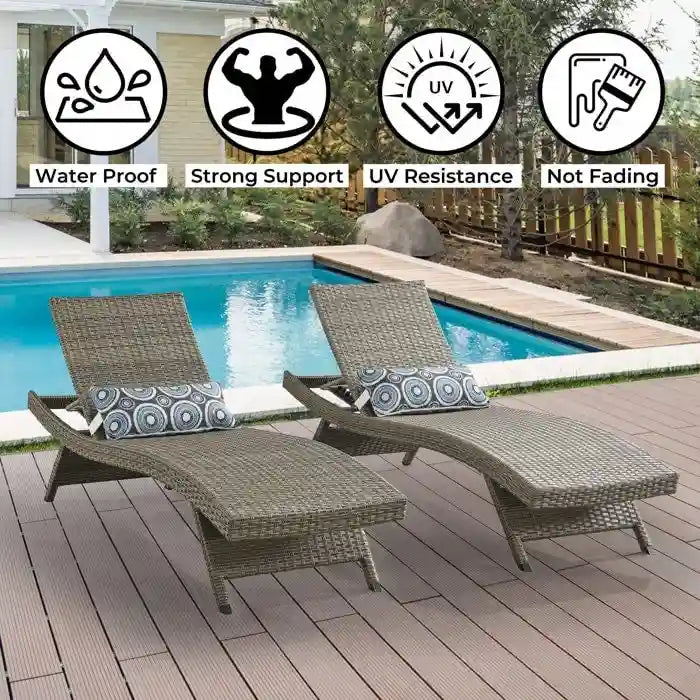 Chaise longue en osier toutes saisons - lot de 2