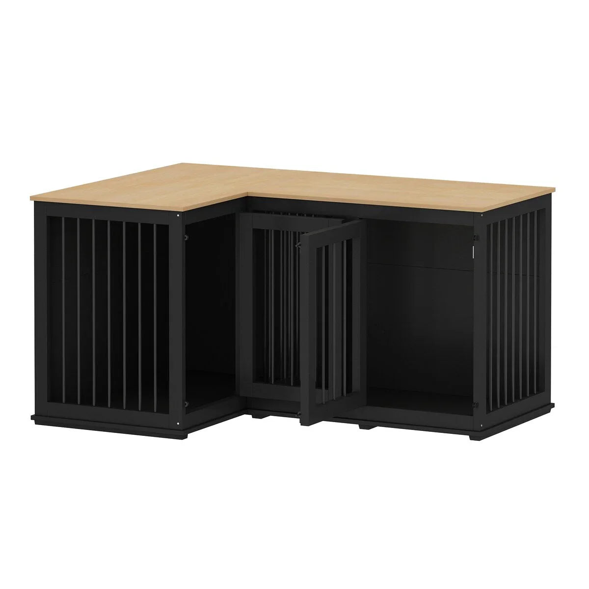 Grand meuble cage d'angle pour chien pour 2 chiens, cage pour chien en forme de L - 58.7X41.1