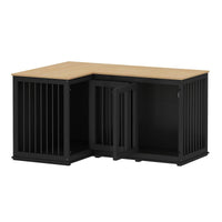 Grand meuble cage d'angle pour chien pour 2 chiens, cage pour chien en forme de L - 58.7X41.1