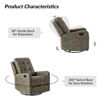 Fauteuil inclinable pivotant manuel Arlette Contemporary Floral avec dossier capitonné