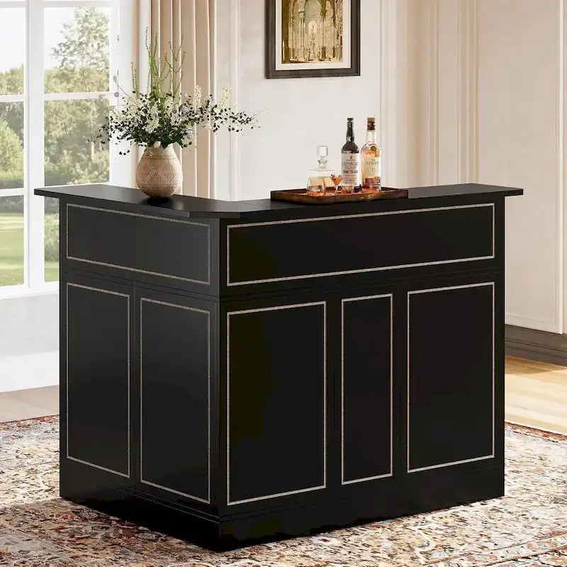 Cabinet bar en L avec porte-verres à pied pour pub à domicile