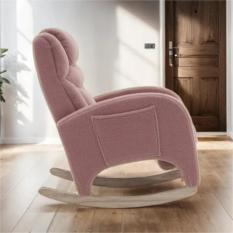 Fauteuil à Bascule d'Allaitement Ergonomique en Tissu avec Repose-Pieds Réglable