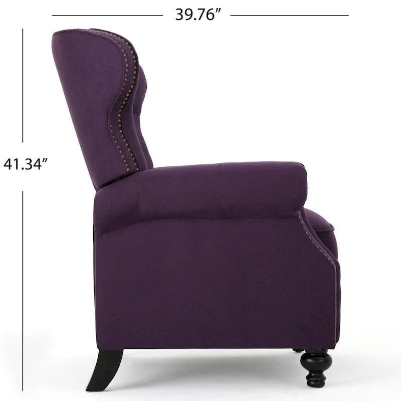 Walder Fauteuil inclinable en tissu capitonné à clous décoratifs par Christopher Knight Home