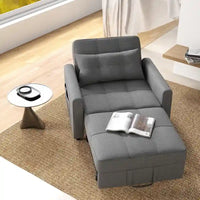 Canapé-lit convertible 3 en 1, chaise longue rembourrée réglable et pliable