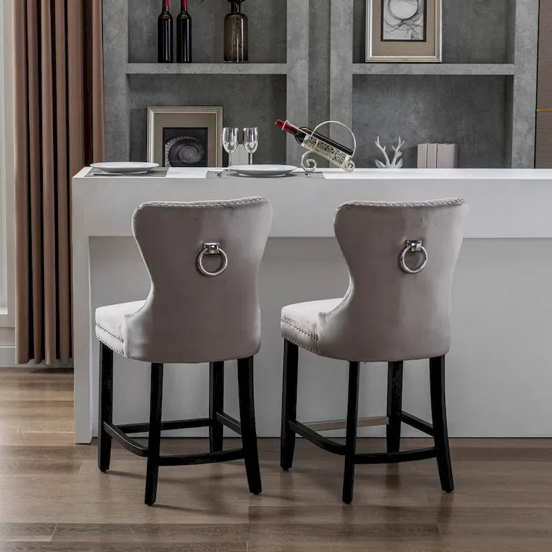 Carter 24 Tabouret de comptoir capitonné à dossier en aile et clous décoratifs (lot de 2)