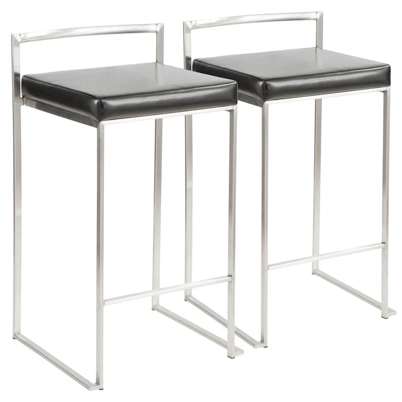 Silver Orchid Forrest Tabouret de comptoir empilable entièrement soudé en acier inoxydable (lot de 2)