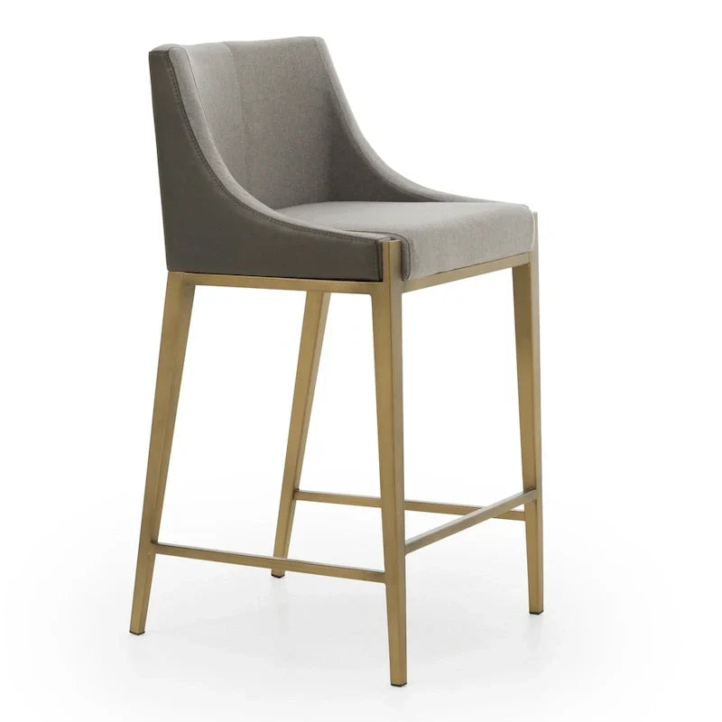 Modrest Fairview Tabouret de comptoir contemporain gris et laiton