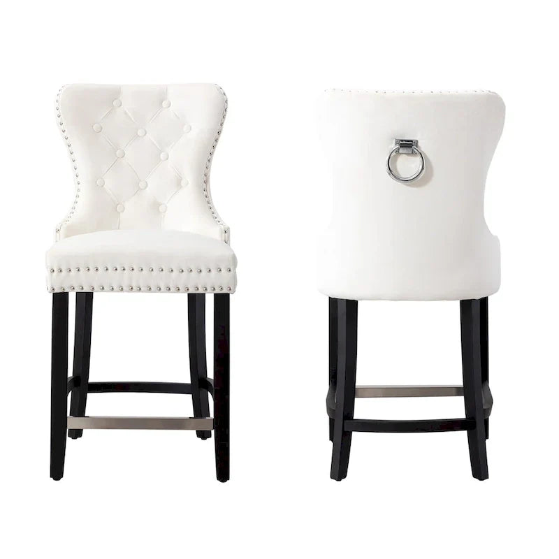 Carter 24 Tabouret de comptoir capitonné à dossier en aile et clous décoratifs (lot de 2)
