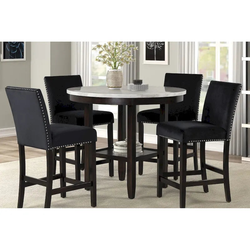 New Classic Furniture Reginald Ensemble de comptoir rond 5 pièces