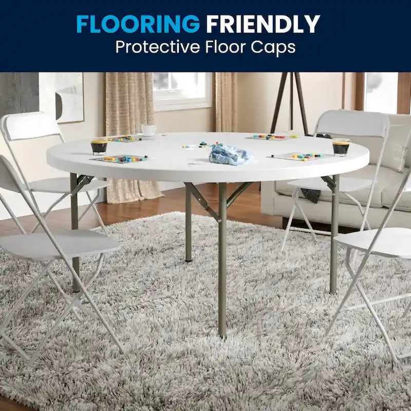 Table d'événement pliante ronde en plastique de 5 pieds avec surface épaisse 2