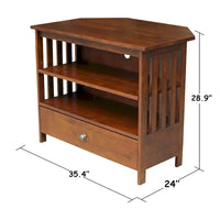 Meuble TV d'angle en bois massif de style Mission
