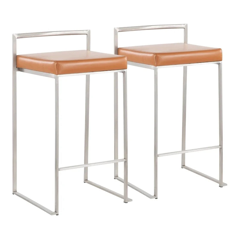 Silver Orchid Forrest Tabouret de comptoir empilable entièrement soudé en acier inoxydable (lot de 2)