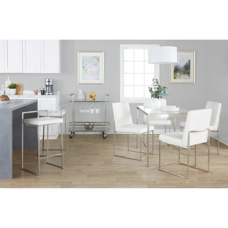 Silver Orchid Forrest Tabouret de comptoir empilable entièrement soudé en acier inoxydable (lot de 2)