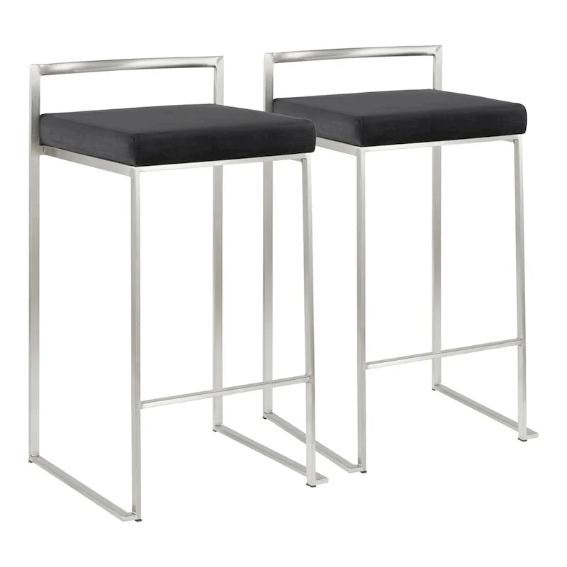Silver Orchid Forrest Tabouret de comptoir empilable entièrement soudé en acier inoxydable (lot de 2)