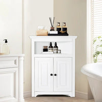 Armoire d'angle 32 po avec 2 portes et étagères réglables pour rangement à la maison - 25,4 x 12,8 x 33,3 po