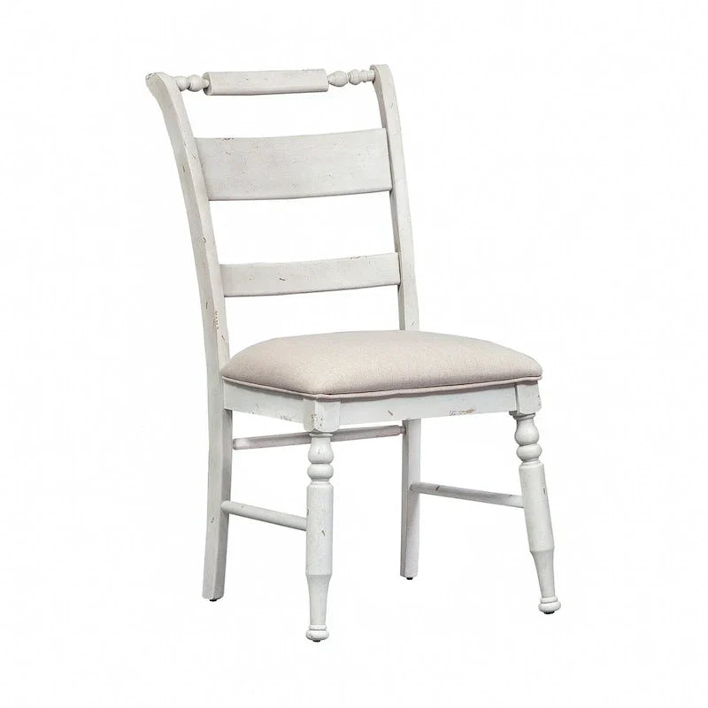 Whitney - Chaise en lin antique à dossier à lattes (lot de 2)