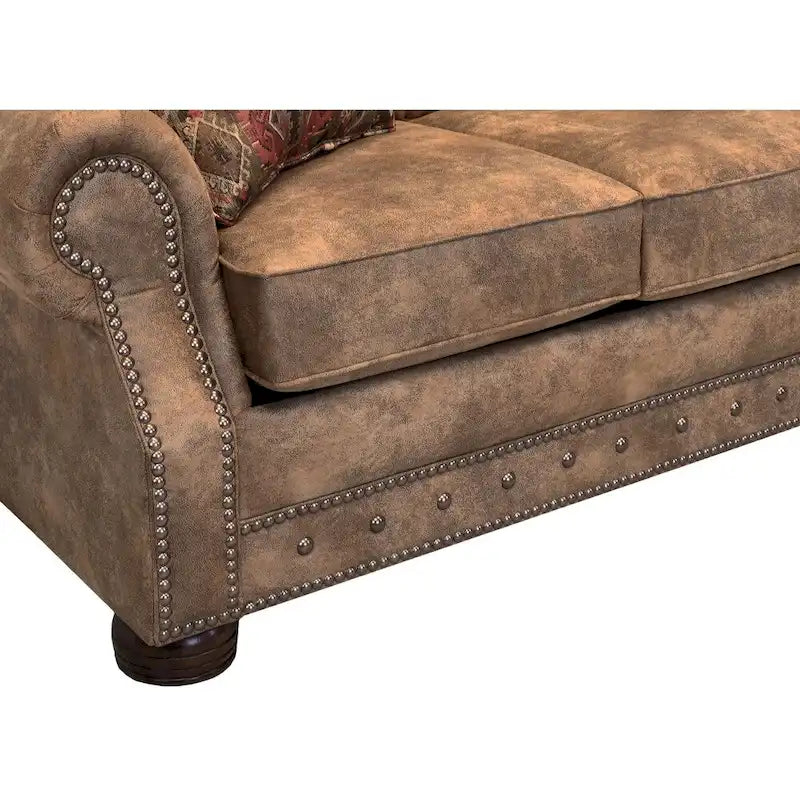 Canapé-lit Rancho rustique en tissu marron daim - 37 x 86 x 40