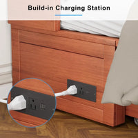Lit escamotable Mixoy Murphy avec matelas pliable, lit-armoire cube moderne avec tiroir de rangement et station de recharge USB